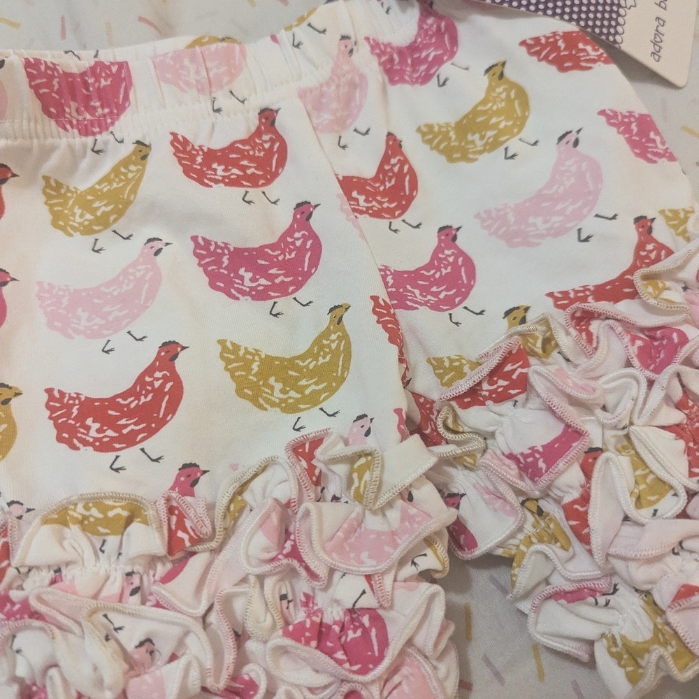 ADORA Bay Ruffled Shorts with Chicken Print - Picture 2 of 3